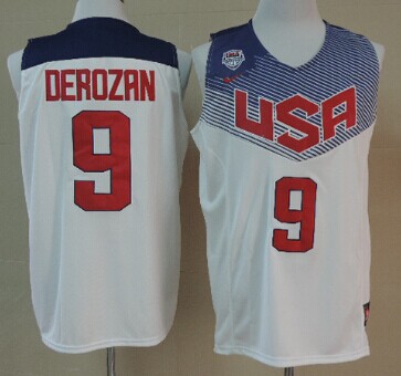 2014 FIBA Team USA #9 Demar DeRozan Revolution 30 Swingman White Jersey