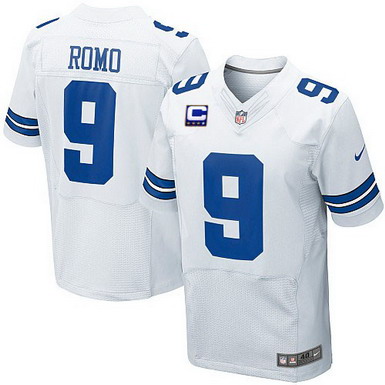 Nike Dallas Cowboys #9 Tony Romo White C Patch Elite Jersey