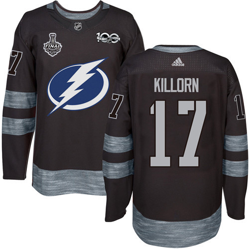 Adidas Lightning #17 Alex Killorn Black 1917-2017 100th Anniversary 2020 Stanley Cup Final Stitched NHL Jersey