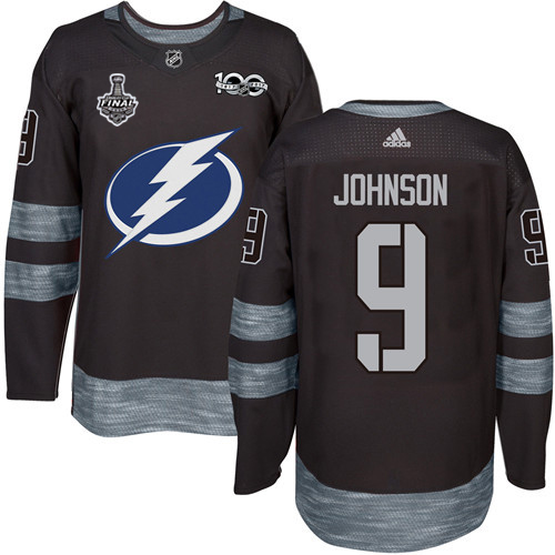 Adidas Lightning #9 Tyler Johnson Black 1917-2017 100th Anniversary 2020 Stanley Cup Final Stitched NHL Jersey