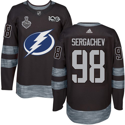 Adidas Lightning #98 Mikhail Sergachev Black 1917-2017 100th Anniversary 2020 Stanley Cup Final Stitched NHL Jersey