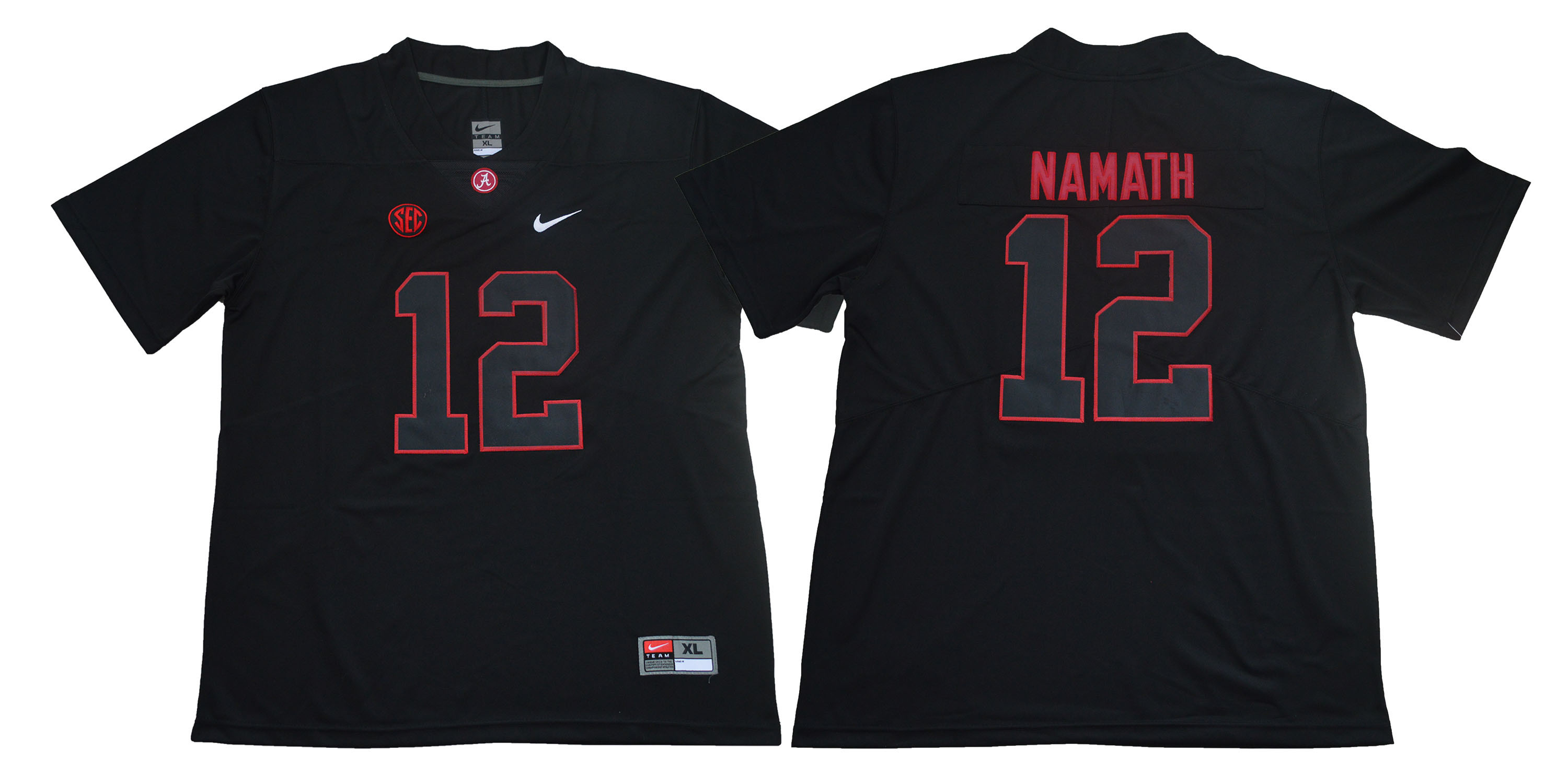 Alabama Crimson Tide 12 Joe Namath Black Shadow Nike College Football Jersey