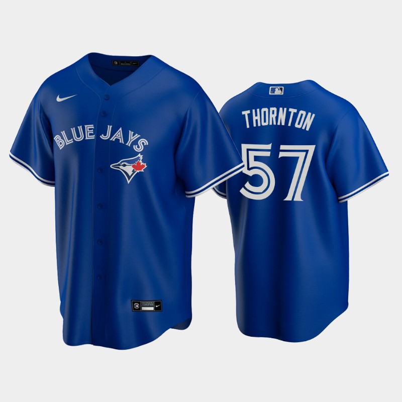 Alternate Toronto Blue Jays #57 Trent Thornton 2020 Replica Team Royal Men's Jersey