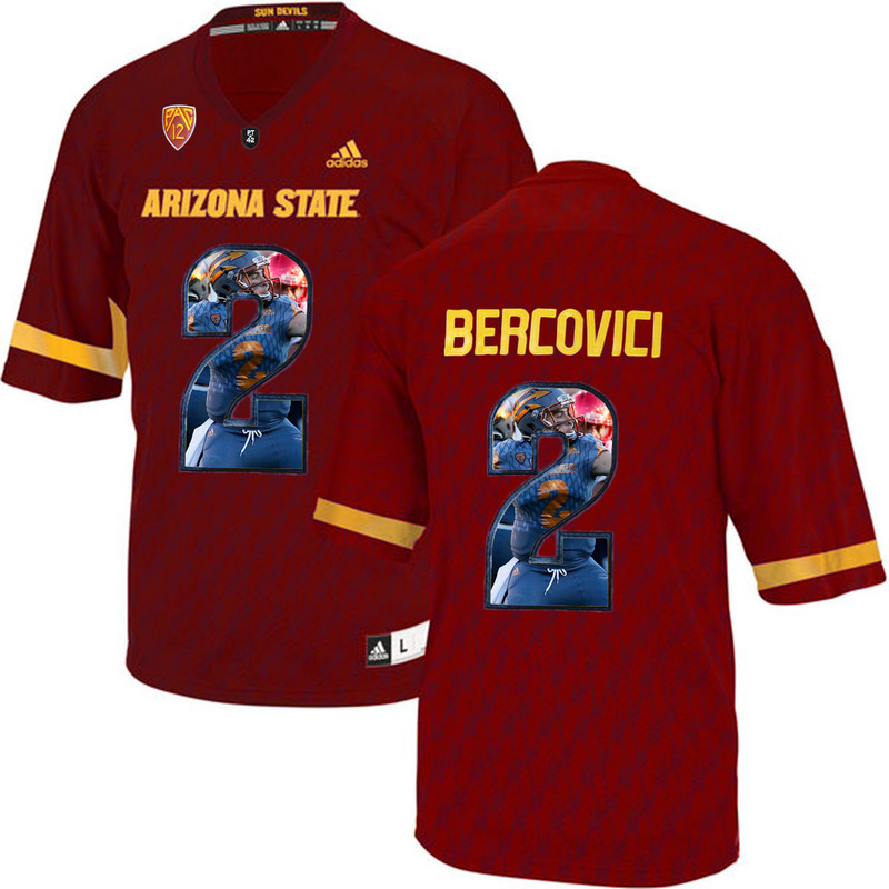 Arizona State Sun Devils 2 Mike Bercovici Red Team Logo Print College Football Jersey10
