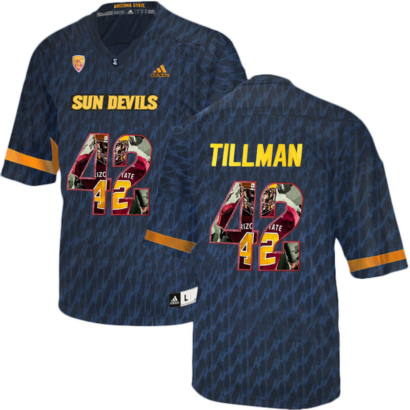 Arizona State Sun Devils 42 Pat Tillman Black Team Logo Print College Football Jersey3