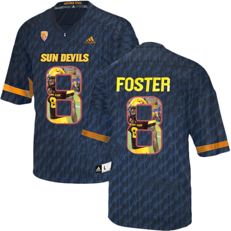Arizona State Sun Devils 8 D.J. Foster Black Team Logo Print College Football Jersey2