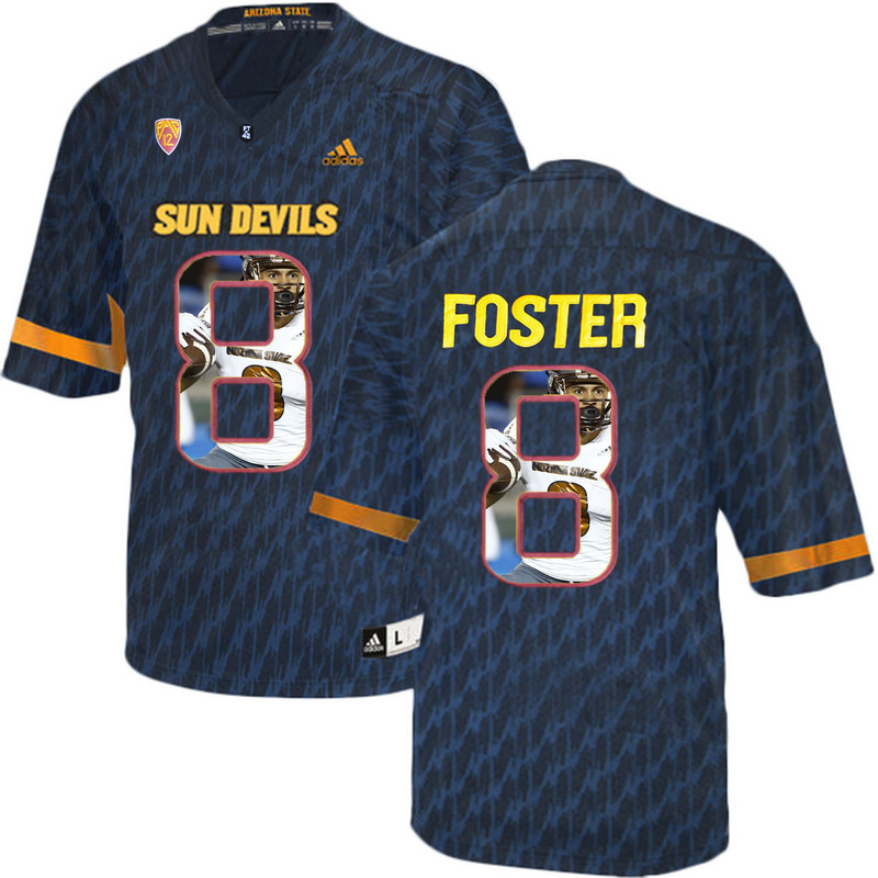 Arizona State Sun Devils 8 D.J. Foster Black Team Logo Print College Football Jersey5