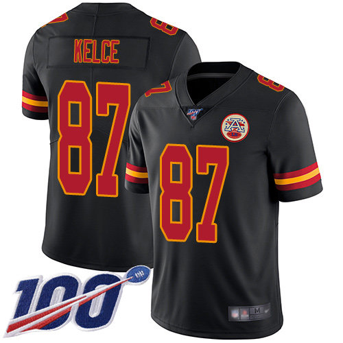 Big Size Nike Chiefs #87 Travis Kelce Black Men's Stitched NFL Limited Rush 100th Season Jersey