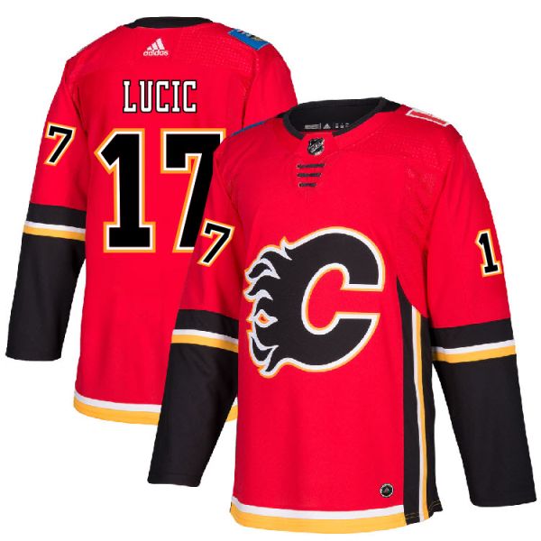 Calgary Flames 17 Milan Lucic Adidas Authentic hockey men home Jersey