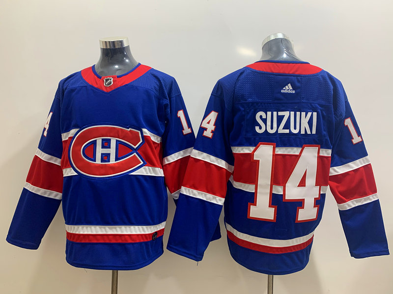 Canadiens 14 Nick Suzuki Blue 2020-21 Reverse Retro Adidas Jersey
