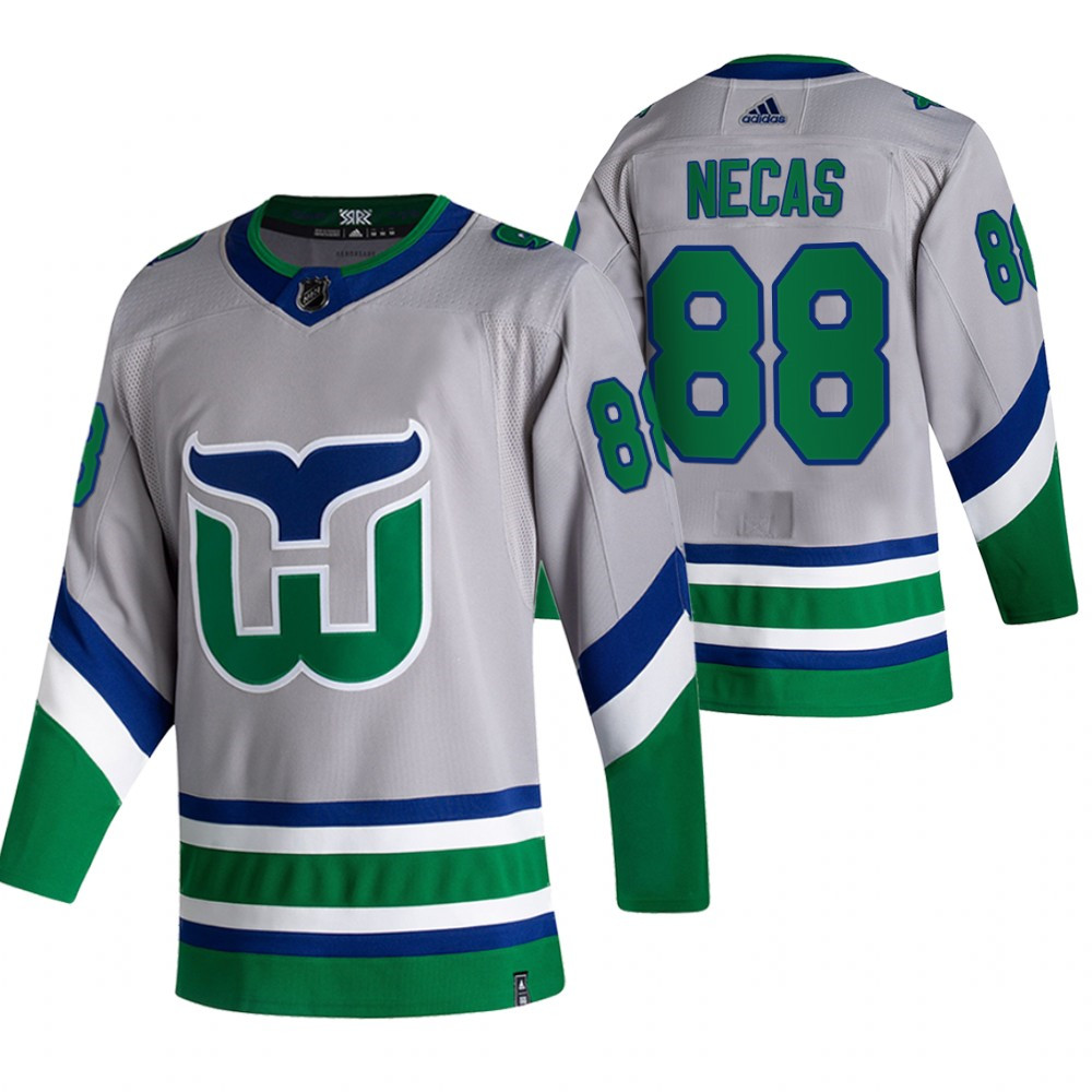 Carolina Hurricanes #88 Martin Necas Grey Men's Adidas 2020-21 Reverse Retro Alternate NHL Jersey