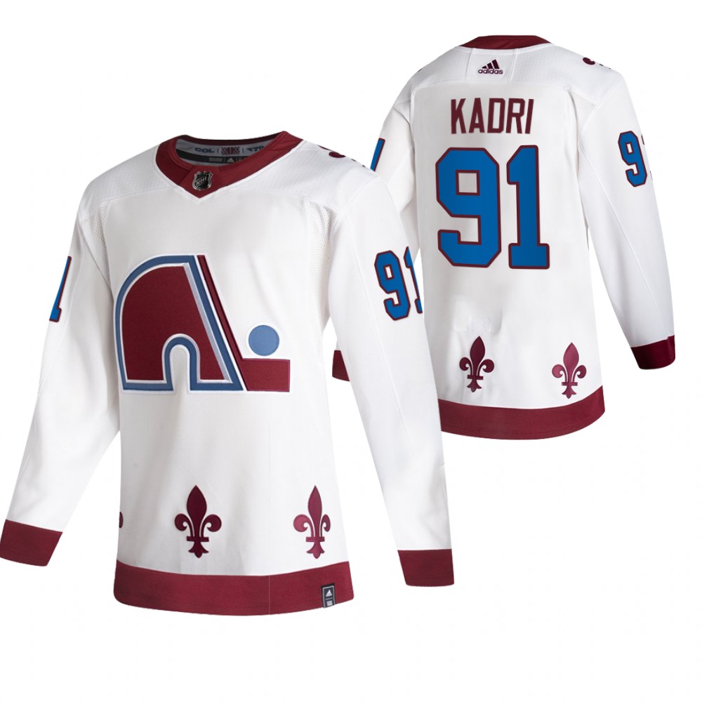 Colorado Avalanche #91 Nazem Kadri White Men's Adidas 2020-21 Reverse Retro Alternate NHL Jersey
