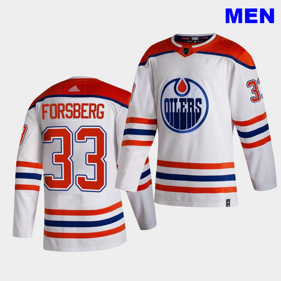 Edmonton Oilers #33 Anton Forsberg 2021 Reverse Retro White Special Edition Authentic Jersey