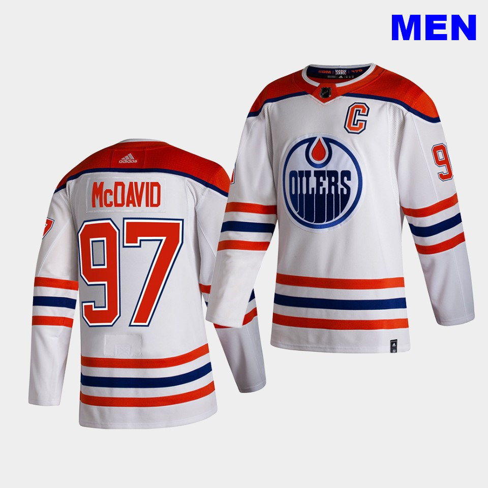 Edmonton Oilers #97 connor mcdavid 2021 Reverse Retro White Special Edition Authentic Jersey