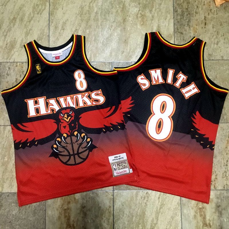 Hawks 8 Steve Smith Red 1996-97 Hardwood Classics Jersey