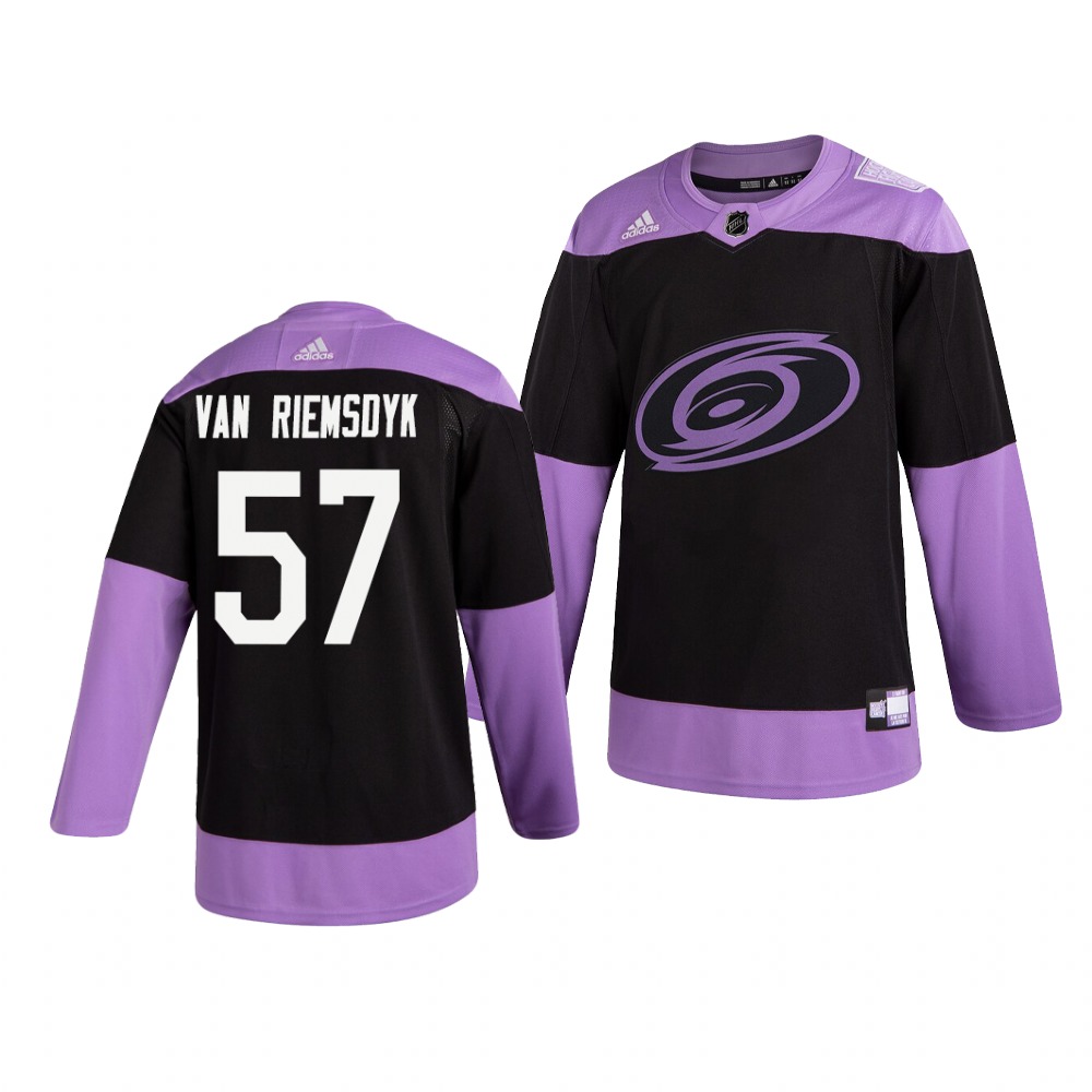 Hurricanes 57 Trevor Van Riemsdyk Black Purple Hockey Fights Cancer Adidas Jersey