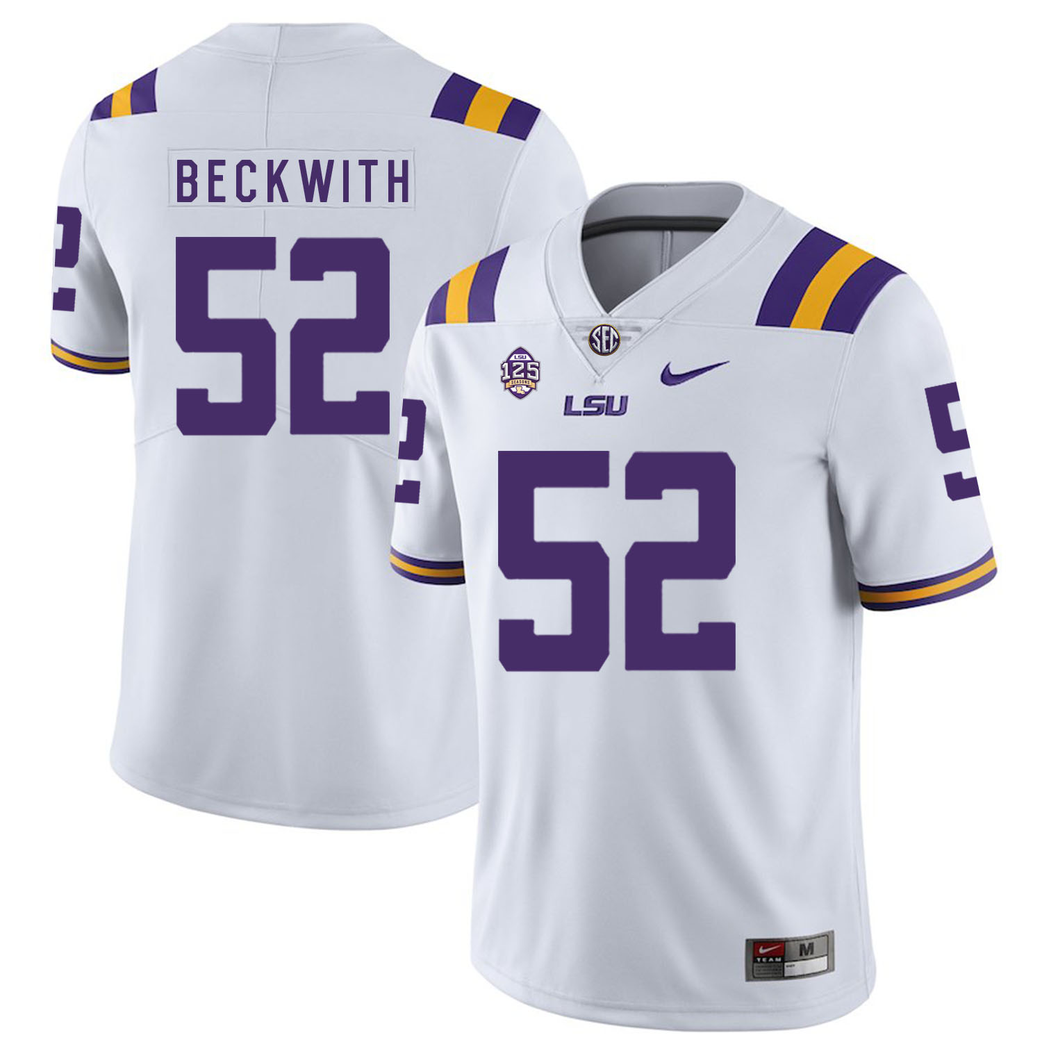 LSU Tigers 52 Kendell Beckwith White Nike College Football Jersey