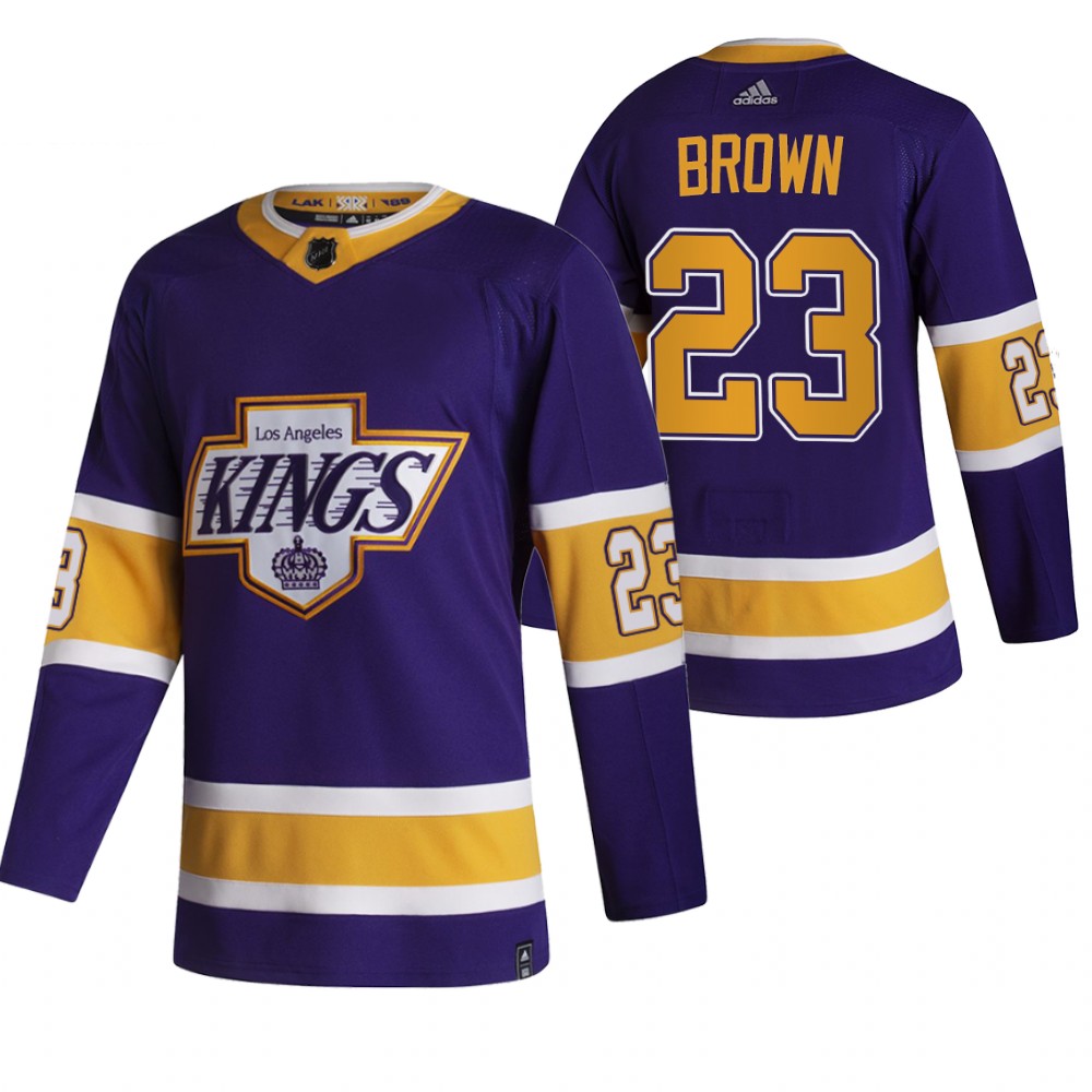 Los Angeles Kings #23 Dustin Brown Black Men's Adidas 2020-21 Reverse Retro Alternate NHL Jersey