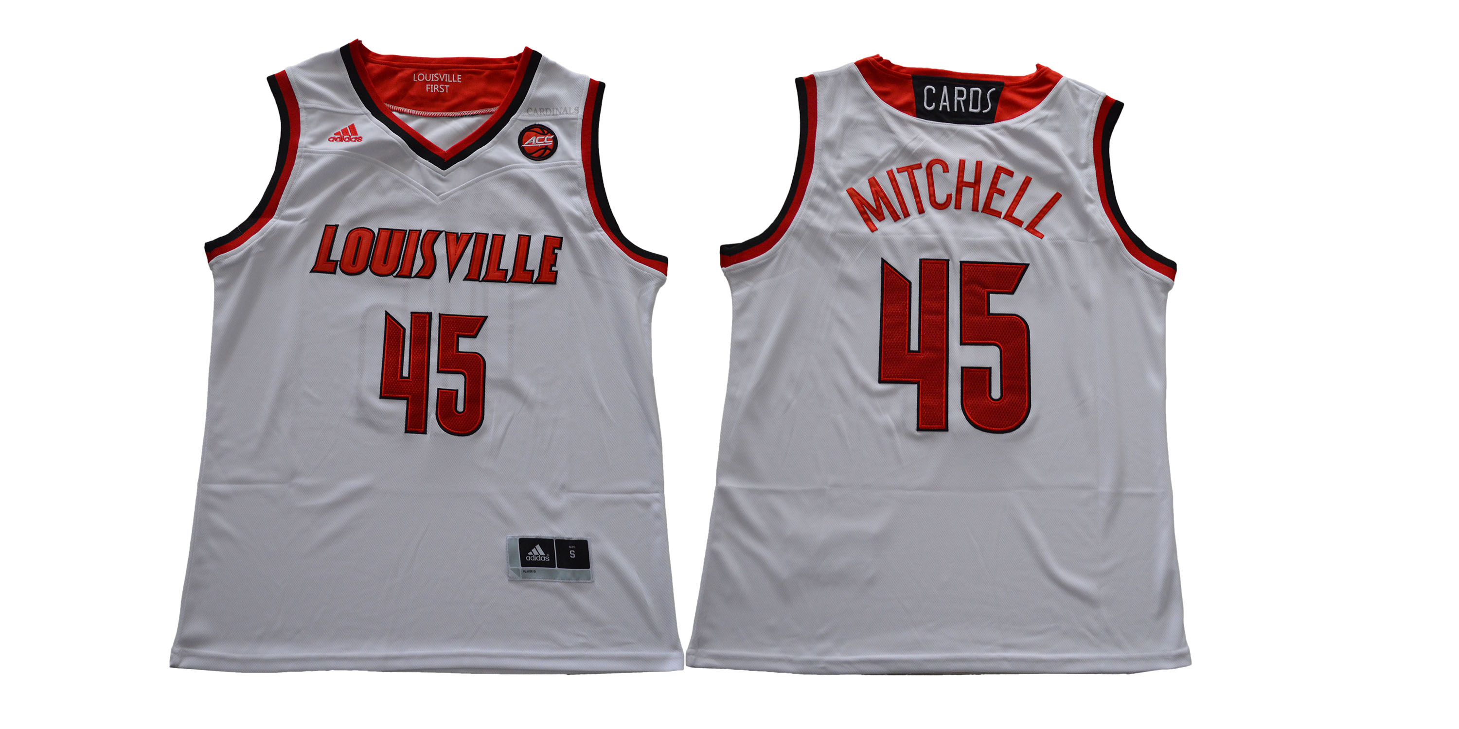 Louisville Cardinals 45 Donovan Mitchell White College Basketball Jersey