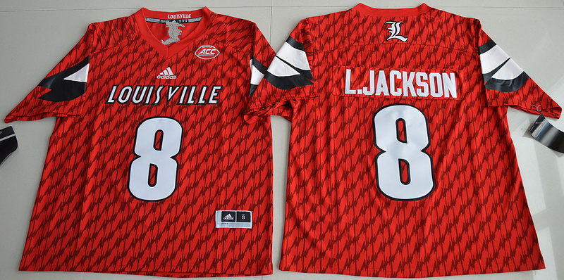 Louisville Cardinals 8 Lamar Jackson Red College Jersey