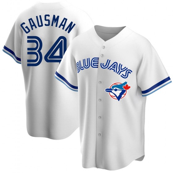 MEN'S TORONTO BLUE JAYS #34 KEVIN GAUSMAN WHITE HOME COOPERSTOWN COLLECTION JERSEY