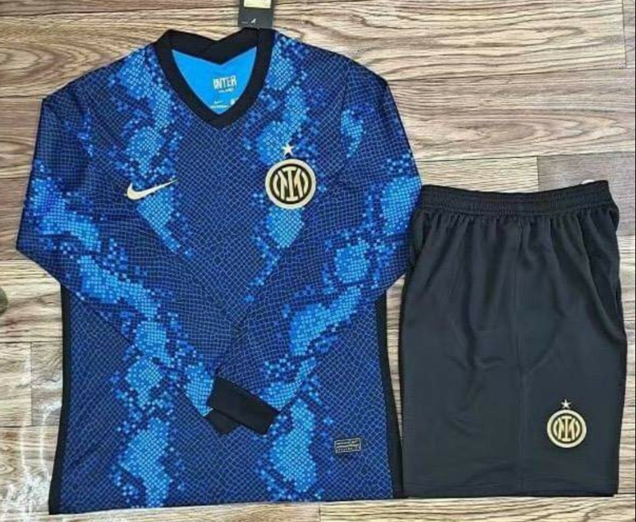 Men 2021-2022 Club Inter Milan home blue blank Nike Soccer long sleeve Jersey