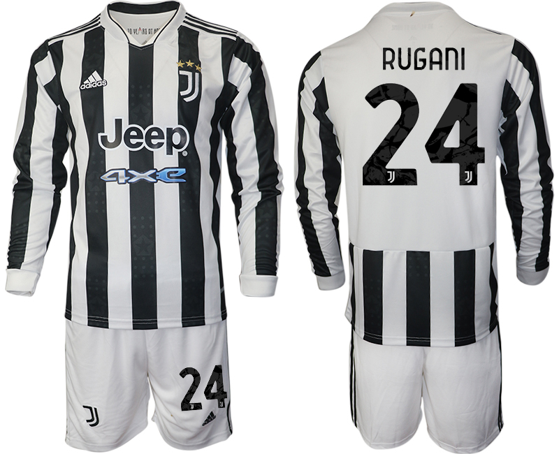 Men 2021-2022 Club Juventus home white Long Sleeve 24 RUGANI Adidas Soccer Jersey