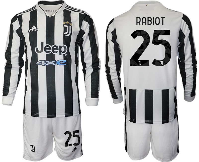 Men 2021-2022 Club Juventus home white Long Sleeve 25 RABIOT Adidas Soccer Jersey