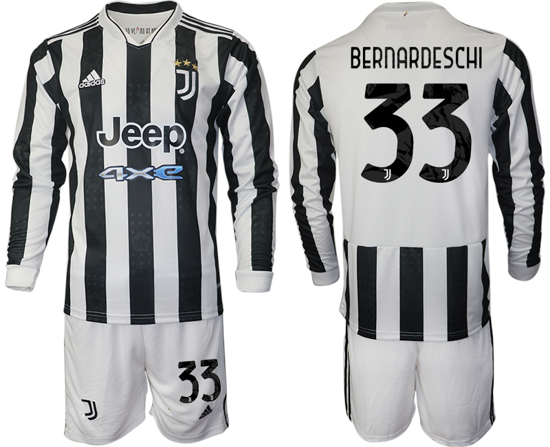 Men 2021-2022 Club Juventus home white Long Sleeve 33 BERNARDESCHI Adidas Soccer Jersey