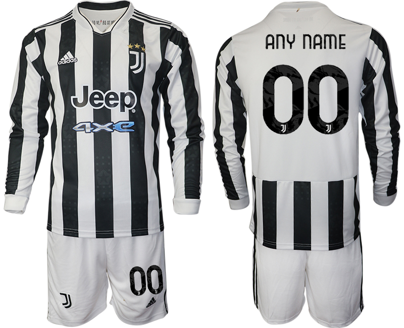 Men 2021-2022 Club Juventus home white Long Sleeve customized Adidas Soccer Jersey