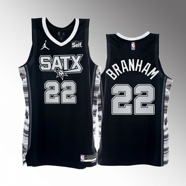 Men' San Antonio Spurs #22 Malaki Branham 2022-23 Black Stitched Jersey