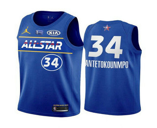 Men's 2021 All-Star #34 Giannis Antetokounmpo Blue Eastern Conference Stitched NBA Jersey