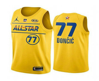 Men's 2021 All-Star #77 Luka Doncic Yellow Western Conference Stitched NBA Jersey
