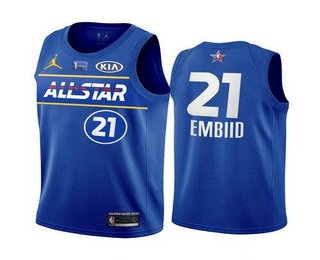 Men's 2021 All-Star Philadelphia 76ers #21 Joel Embiid Blue Eastern Conference Stitched NBA Jersey