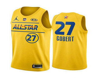Men's 2021 All-Star Utah Jazz #27 Rudy Gobert Yellow Stitched NBA Jersey