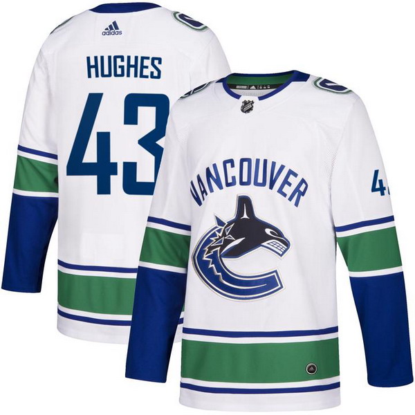 Men's Adidas Canucks #43 Quintin Hughes White Away Authentic Stitched NHL Jersey