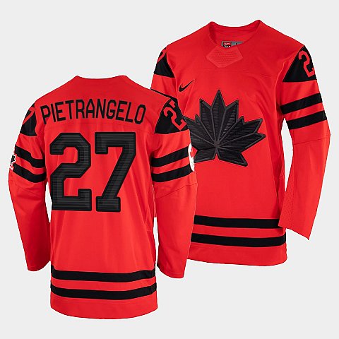 Men's Alex Pietrangelo Canada Hockey Red 2022 Beijing Winter Olympic #27 Away Rrplica Jersey