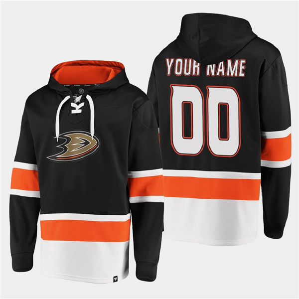 Men's Anaheim Ducks Active Player Custom Black Ageless Must-Have Lace-Up Pullover Hoodie