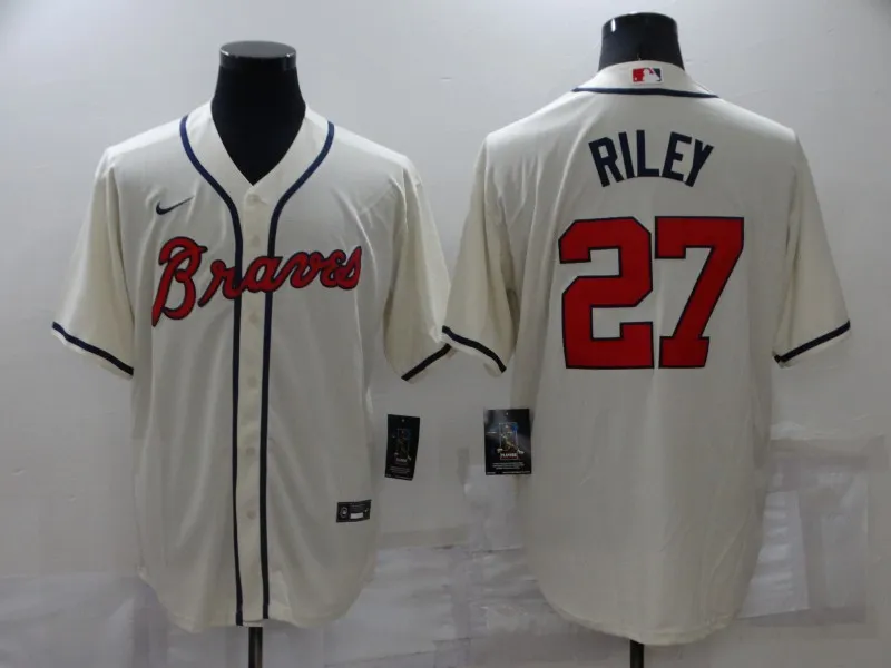 Men's Atlanta Braves #27 Austin Riley Cream Stitched MLB Cool Base Nike Jersey