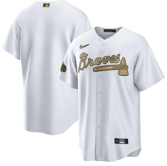 Men's Atlanta Braves Blank White 2022 All-Star Cool Base Stitched Baseball Jersey