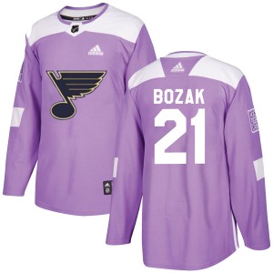 Men's Authentic St. Louis Blues #21 Tyler Bozak Purple Hockey Fights Cancer Official Adidas Jersey