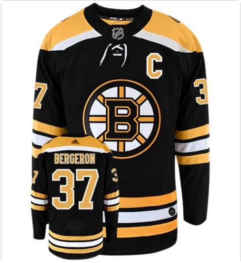Men's BOSTON BRUINS #37 PATRICE BERGERON with C patch ADIDAS AUTHENTIC HOME NHL HOCKEY JERSEY