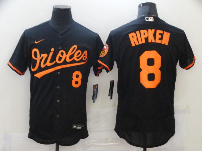 Men's Baltimore Orioles #8 Cal Ripken Jr. Black Stitched MLB Flex Base Nike Jersey