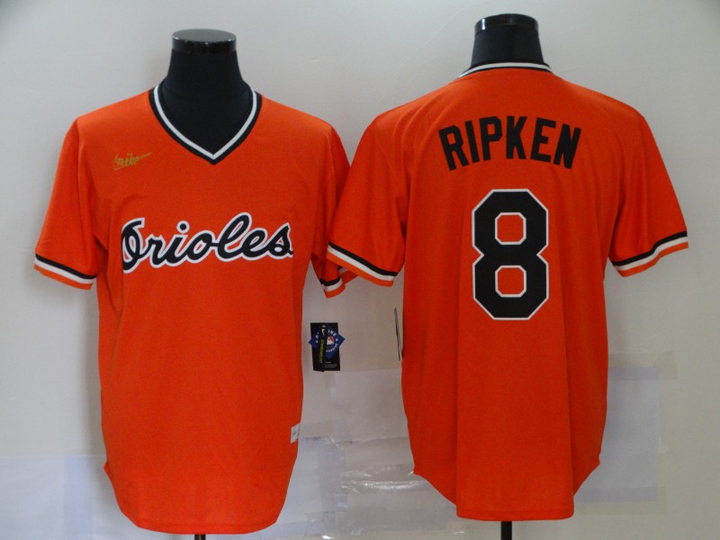Men's Baltimore Orioles #8 Cal Ripken Jr. Orange Pullover Cooperstown Collection Stitched MLB Nike Jersey