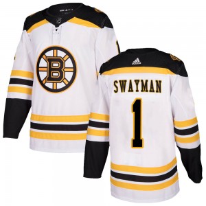 Men's Boston Bruins #1 Jeremy Swayman Adidas Authentic Away Jersey - White