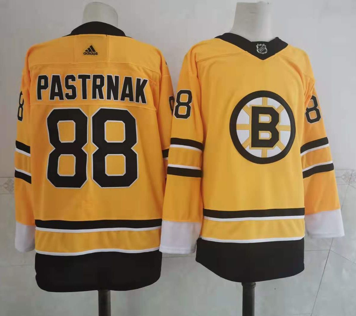 Men's Boston Bruins #88 David Pastrnak Yellow Adidas 2020-21 Stitched NHL Jersey