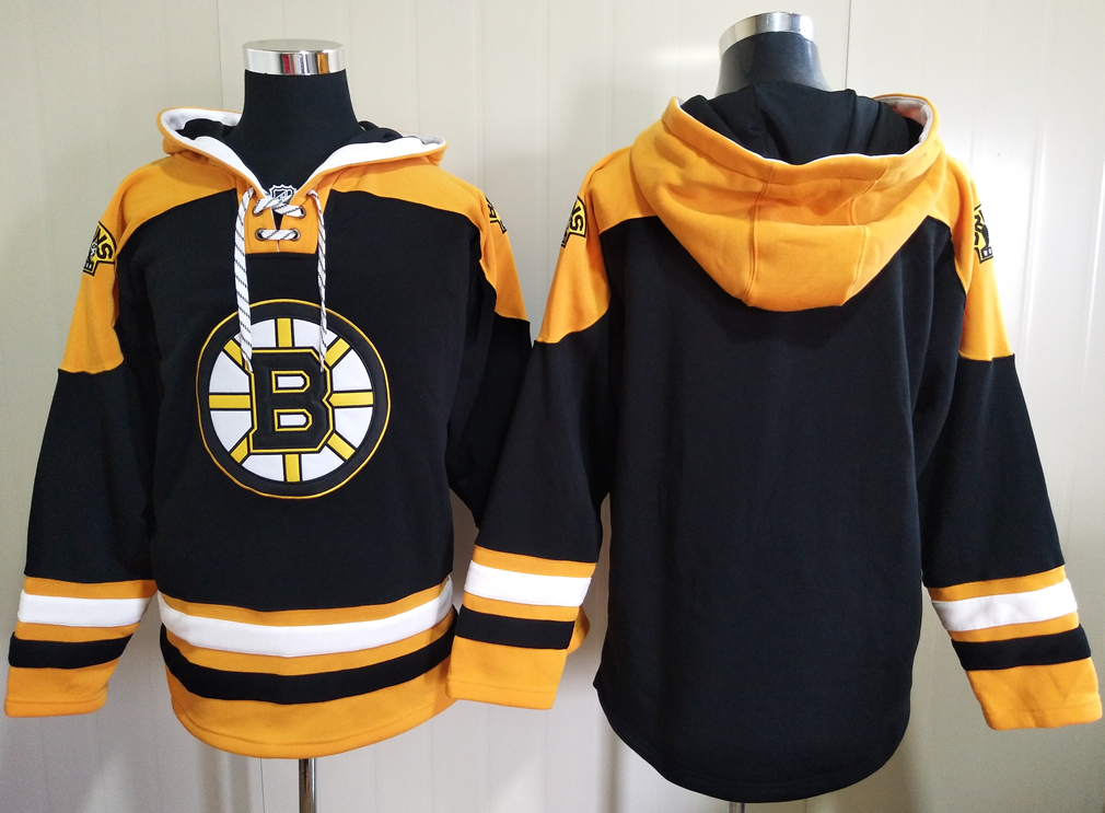 Men's Boston Bruins Blank Black All Stitched Hooded Sweatshirt Ageless Must-Have Lace-Up Pullover Hoodie