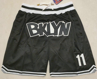 Men's Brooklyn Nets #11 Kyrie Irving Black Just Don Swingman Shorts
