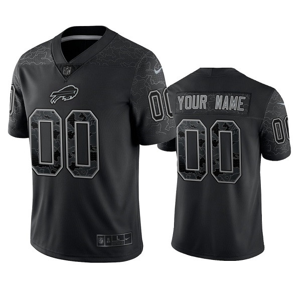 Men's Buffalo Bills Active Player Custom Black Reflective Limited Stitched Football Jersey