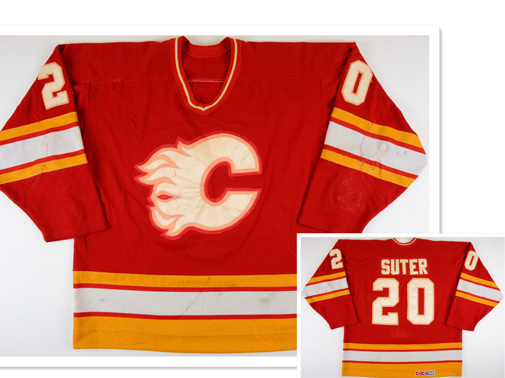 Men's Calgary Flames #20 Gary Suter Red Third Throwback CCM Jersey